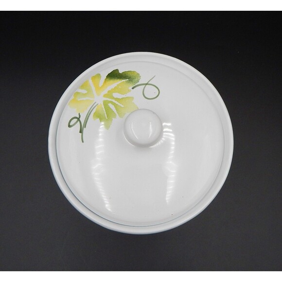 Pier 1 Imports Hand-Painted Grapes Vines Lidded Canister 7 Inch - Picture 5 of 10